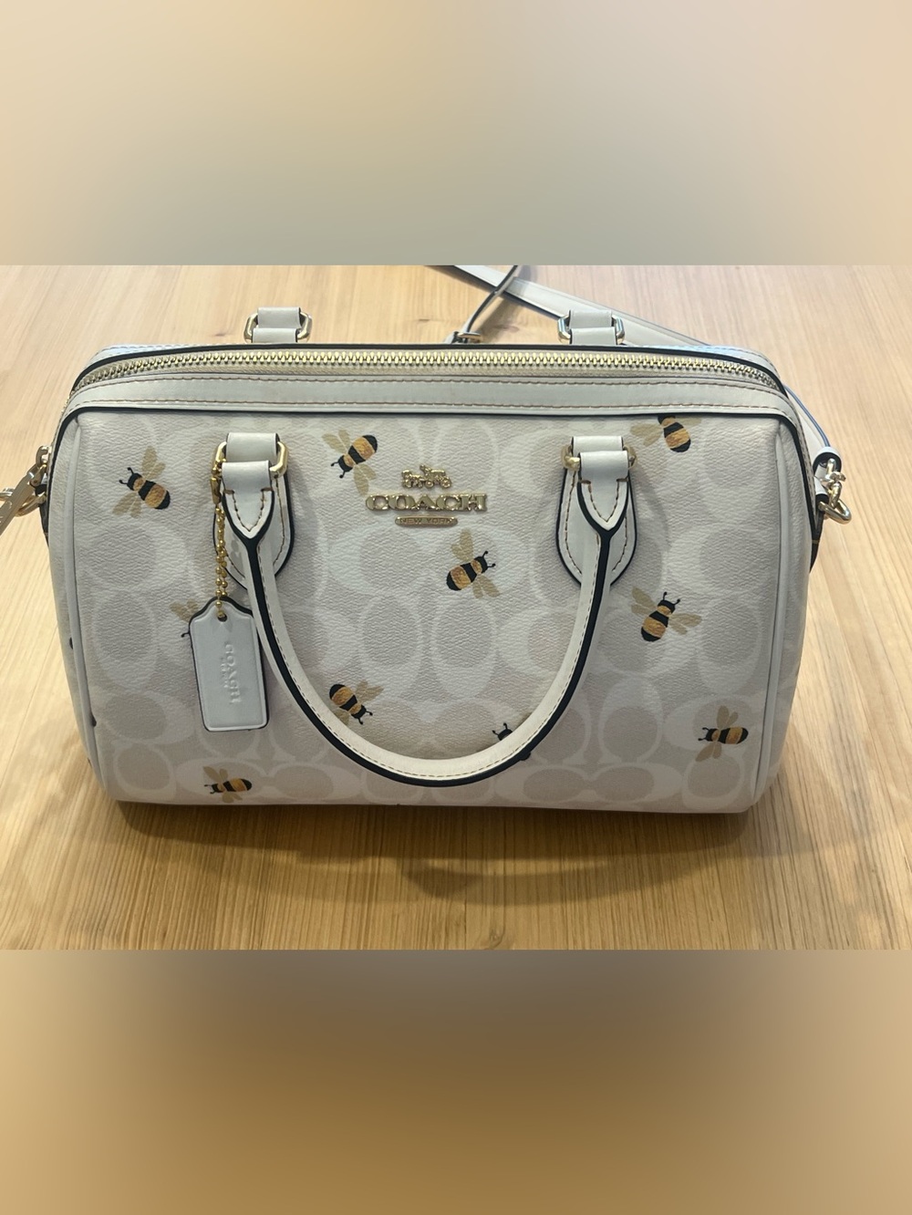 Coach Rowan Satchel Bag in Signature Canvas With Bee Print - Picture 7 of 16